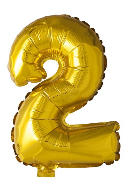 Ballons - Aluminium Or - Chiffre 2